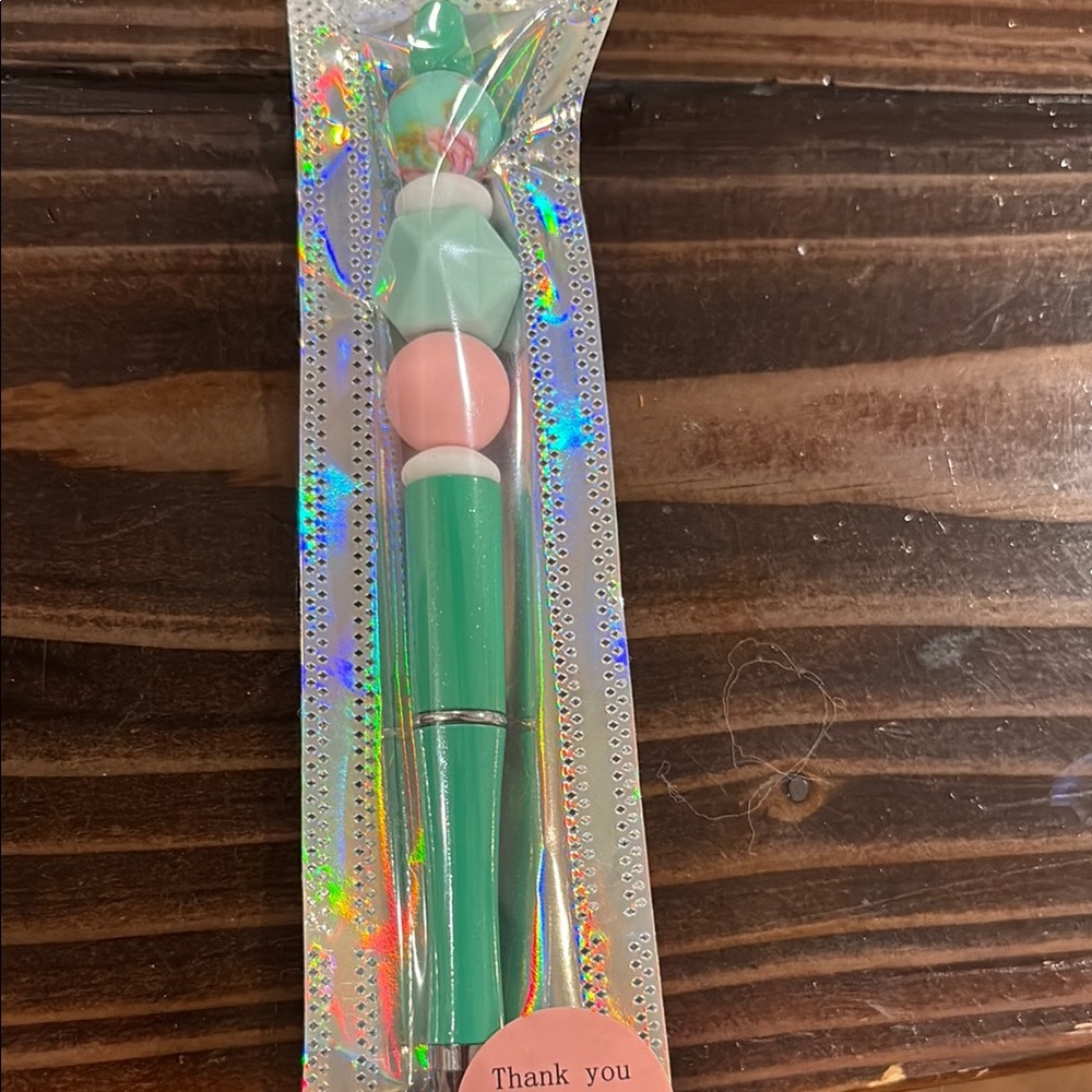 Green and Pink Decorative Pen custom made rose glitter pen.